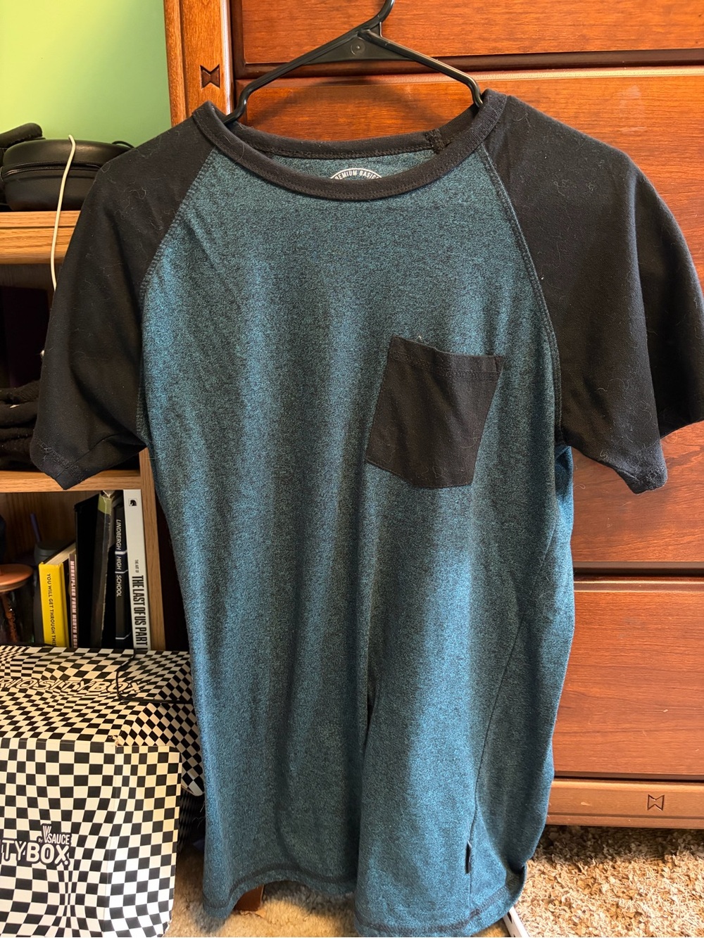 Teal and Black Men’s Pocket Tee